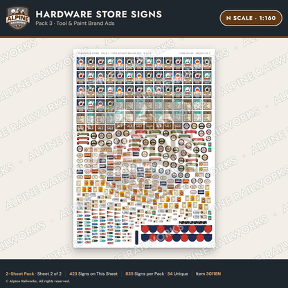 Alpine Railworks 30118N N Scale Hardware Store Signs - Tool