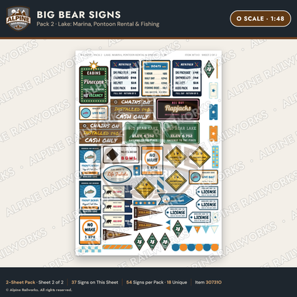 Alpine Railworks 30731O O Scale Tourist Signs - Big Bear Lake - Marina