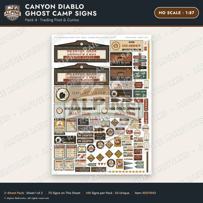 Alpine Railworks 30575HO HO Scale Roadside Signs - Desert Ghost Town