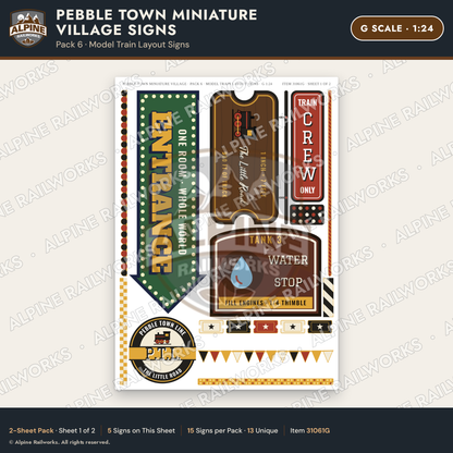Alpine Railworks 31061G G Scale Roadside Signs - Miniature Village