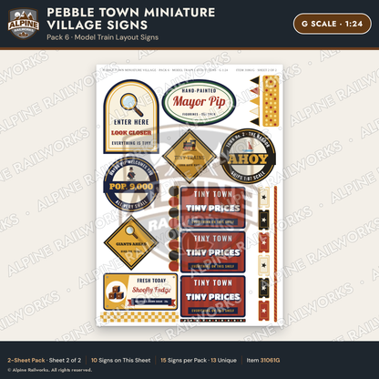 Alpine Railworks 31061G G Scale Roadside Signs - Miniature Village