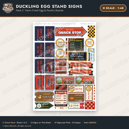 Alpine Railworks 30883O O Scale Roadside Signs - Giant Duck Farm Stand