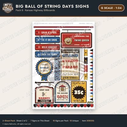 Alpine Railworks 30833G G Scale Roadside Signs - Giant Ball of Twine