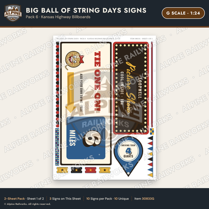 Alpine Railworks 30833G G Scale Roadside Signs - Giant Ball of Twine