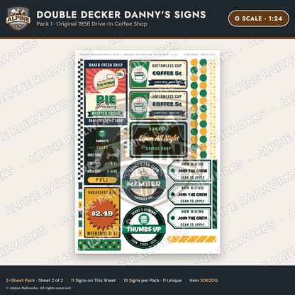 Alpine Railworks 30620G G Scale Restaurant Signs - Family Diner