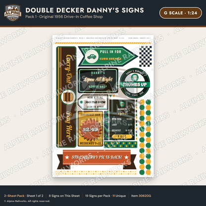Alpine Railworks 30620G G Scale Restaurant Signs - Family Diner