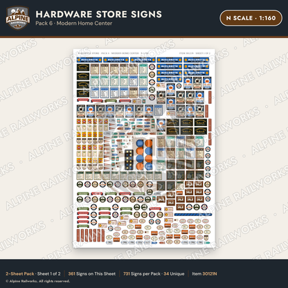 Alpine Railworks 30121N N Scale Hardware Store Signs