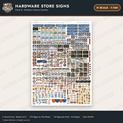 Alpine Railworks 30121N N Scale Hardware Store Signs