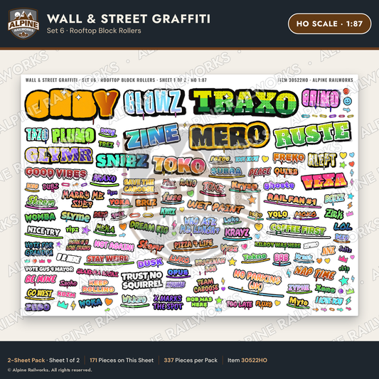Alpine Railworks 30522HO HO Scale Wall & Street Graffiti Cut-Outs