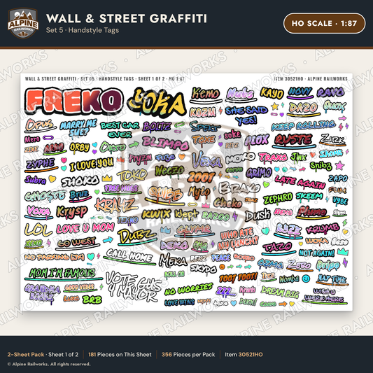 Alpine Railworks 30521HO HO Scale Wall & Street Graffiti Cut-Outs