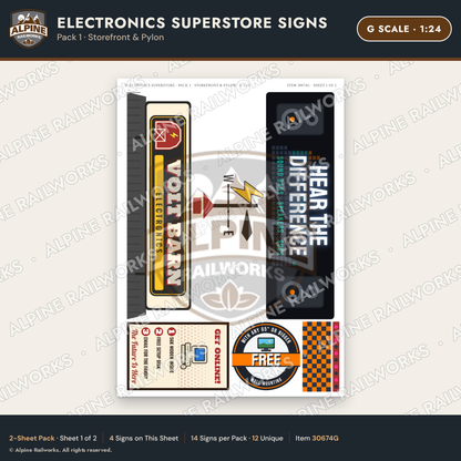Alpine Railworks 30674G G Scale Electronics Superstore Signs