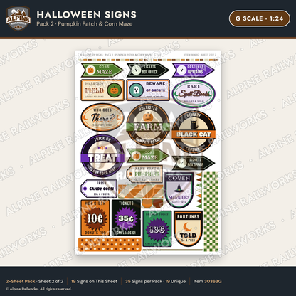 Alpine Railworks 30363G G Scale Halloween Signs - Pumpkin Patch