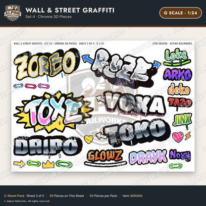 Alpine Railworks 30520G G Scale Wall & Street Graffiti Cut-Outs
