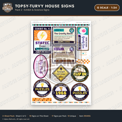 Alpine Railworks 31045G G Scale Roadside Signs - Upside-Down House