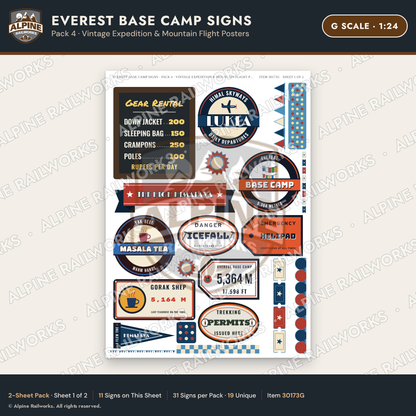 Alpine Railworks 30173G G Scale Everest Base Camp Signs - Expedition