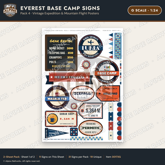 Alpine Railworks 30173G G Scale Everest Base Camp Signs - Expedition