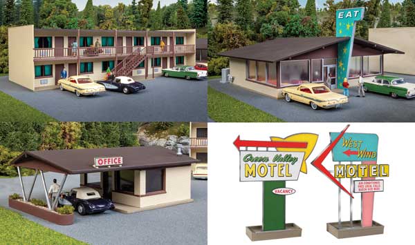 Walthers Cornerstone 933-3487 HO Scale Vintage Motor Hotel Office Restaurant Kit