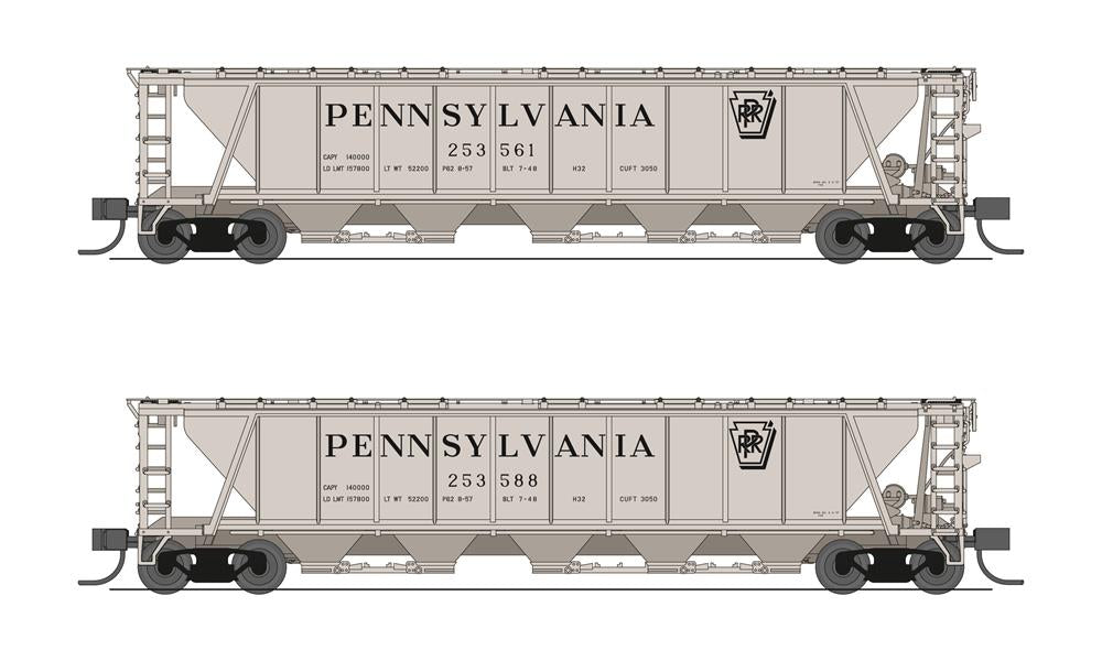 Broadway Limited 7252 N H32 Cvd Hopper Prr 2Pk A Gray