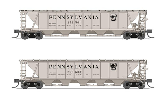 Broadway Limited 7252 N H32 Cvd Hopper Prr 2Pk A Gray
