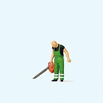 Preiser 28188 HO Scale Man With Leaf Blower