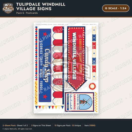 Alpine Railworks 31181G G Scale Roadside Signs - Windmill Village