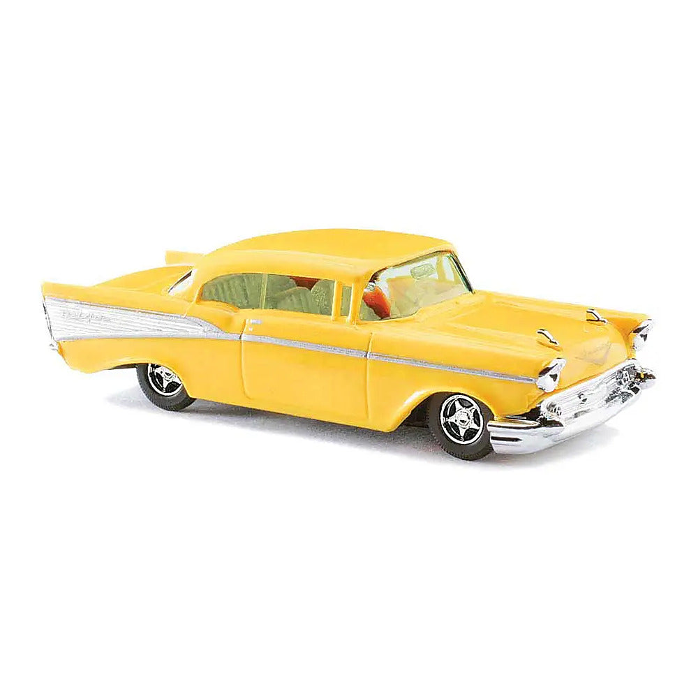 busch 45026 ho scale 1957 chevrolet bel air coupe assembled yellow white