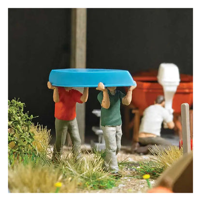busch 79817 ho scale carrying a boat action set boat 2 figures boat stand