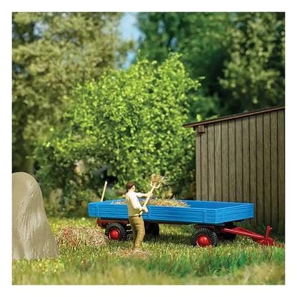 busch 79851 ho scale hay harvest action set low side farm trailer 3 hay st