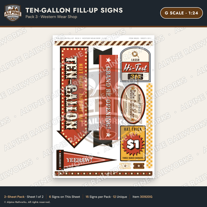 Alpine Railworks 30920G G Scale Roadside Attraction Signs - Cowboy Hat