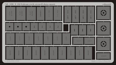 Eduard XL520 1/32 Mask F-16 Etch Stencil Data Mask -Etch