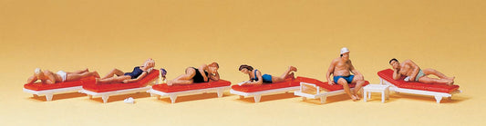 Preiser 10429 HO Scale Sunbathers on Lounges Figure Set