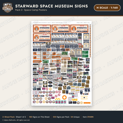 Alpine Railworks 31148N N Scale Roadside Signs - Space Museum