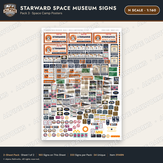 Alpine Railworks 31148N N Scale Roadside Signs - Space Museum