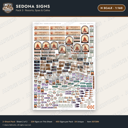 Alpine Railworks 30728N N Scale Tourist Signs - Sedona - Resorts
