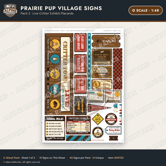 Alpine Railworks 30973O O Scale Roadside Signs - Prairie Dog Town