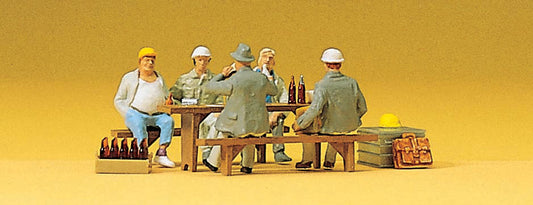 Preiser 10338 HO Scale Construction Workers on Break Set