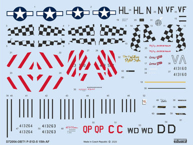 Eduard D72054 1/72 P-51D-5 15th AF DECAL72 for EDUARD Kit