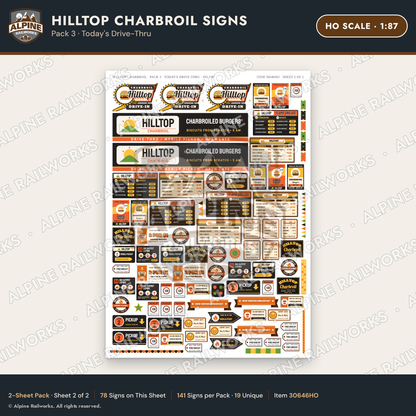 Alpine Railworks 30646HO HO Scale Fast Food Signs - Burgers