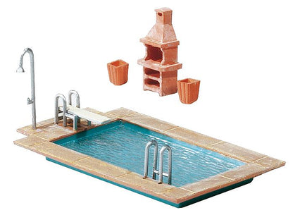 Faller 180542 HO Scale Swimming Pool & Utility Shed Model Kit
