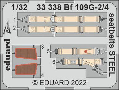 Eduard 33338 1/32 Bf 109G-2/4 Seatbelts Steel for Revell