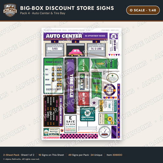 Alpine Railworks 30683O O Scale Big-Box Discount Store Signs
