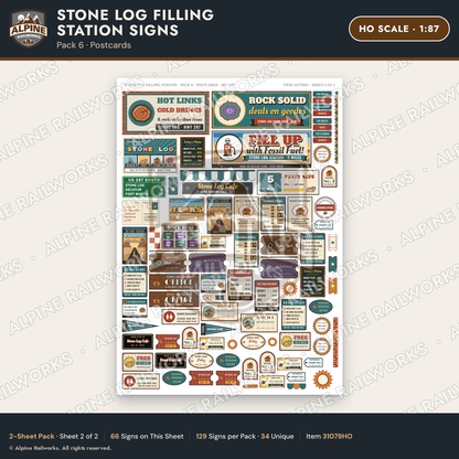 Alpine Railworks 31079HO HO Scale Roadside Signs - Petrified Wood