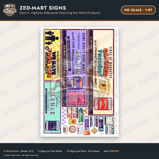 Alpine Railworks 31187HO HO Scale Grocery Store Signs - Funny Products