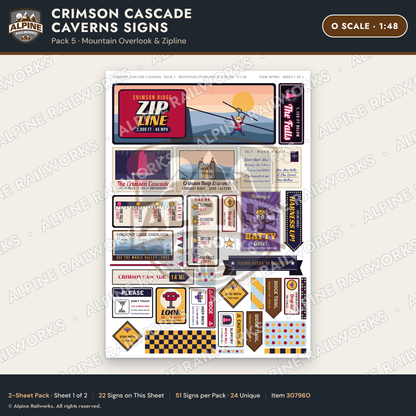 Alpine Railworks 30796O O Scale Roadside Attraction Signs - Caverns