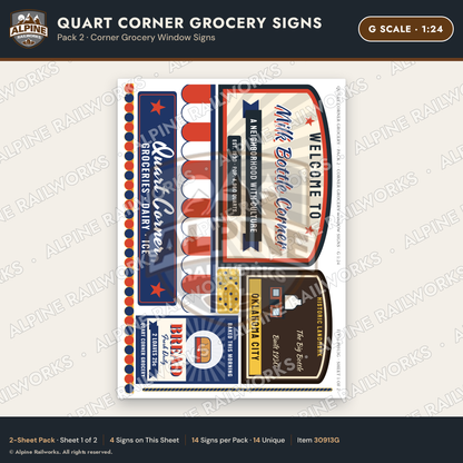 Alpine Railworks 30913G G Scale Roadside Signs - Milk Bottle Grocery