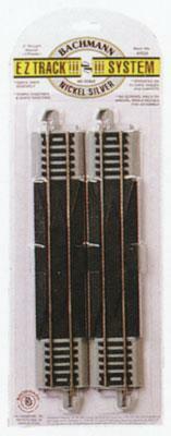 Bachmann 44528 HO Scale Straight Track w/Nickel Silver Rail & Gray Roadbed - E-Z Track(R) -- 9" Straight Rerailer pkg(2)