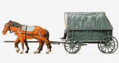 Preiser 16588 HO Scale Former German Army WWII Horse-Drawn Transport