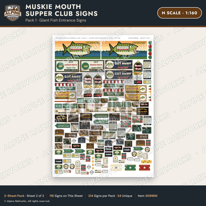 Alpine Railworks 30996N N Scale Roadside Attraction Signs - Giant Fish
