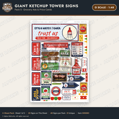 Alpine Railworks 30928O O Scale Roadside Signs - Ketchup Bottle Tower