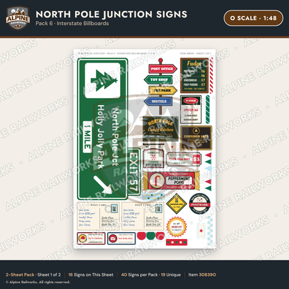 Alpine Railworks 30839O O Scale Roadside Signs - Christmas Town